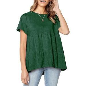Women’s Medium Green Peplum Top Blouse (Runs Large)